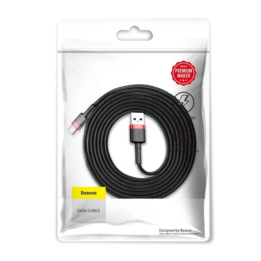 BASEUS cable USB A to Type C 1,5A Cafule CATKLF-U91 3 m black red - Image 9