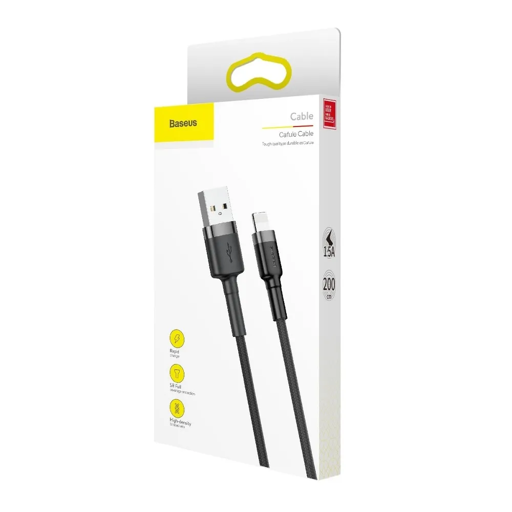 BASEUS cable USB A to Lightning 2A Cafule CALKLF-R91 3 m black red - Image 6