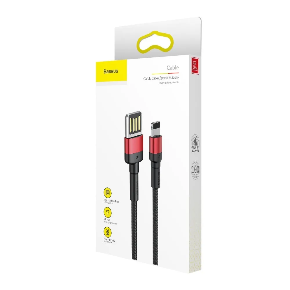 BASEUS cable USB A to Lightning 2,4A Cafule CALKLF-G91 1 m black red - Image 6