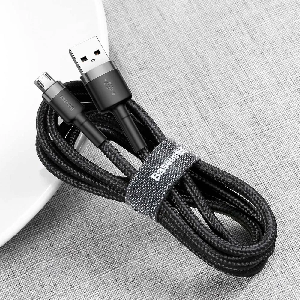 BASEUS cable USB A to Micro USB 2,4A Cafule CAMKLF-AG1 1 m black gray - Image 2