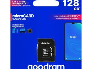 GOODRAM memory card microSD 128GB 100MB/s class 10 UHS I with adapter SD