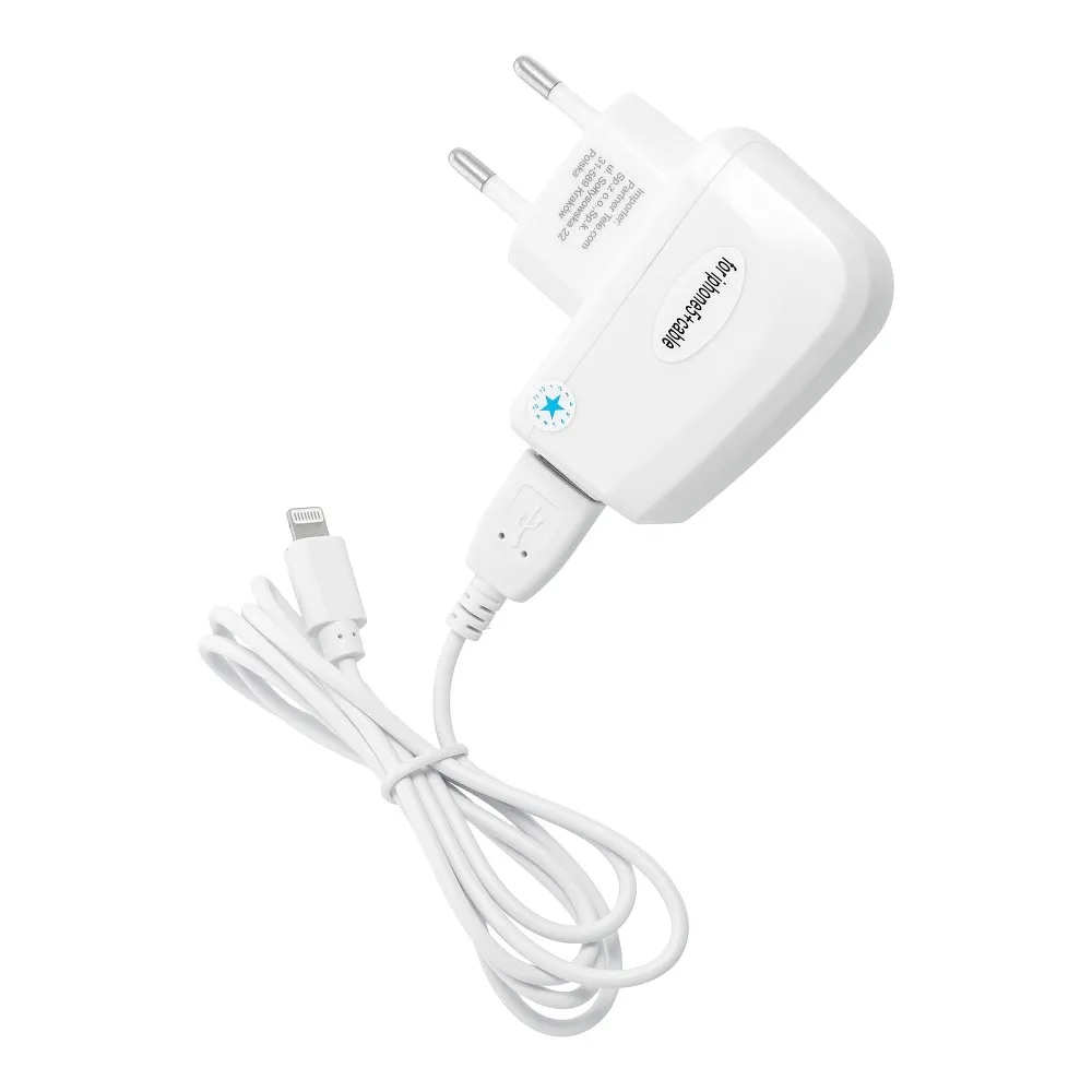 Telefontöltő Blue Star Lite USB A 1A 5W + USB A - Lightning kábel TFK-TC-1095B fehér - Image 2