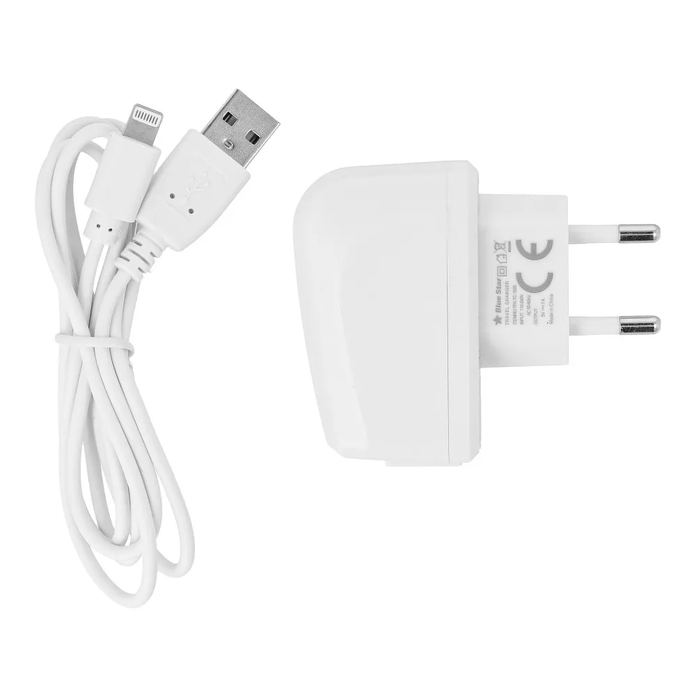 Telefontöltő Blue Star Lite USB A 1A 5W + USB A - Lightning kábel TFK-TC-1095B fehér - Image 4