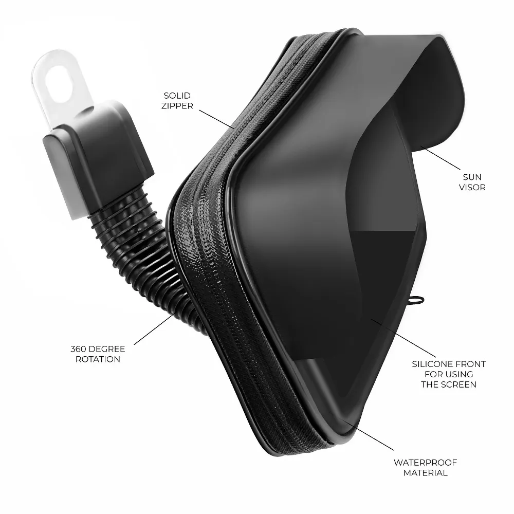 Motorcycle holder waterproof with zip and hood ( 5,5" - 6,3" ) black - Image 2