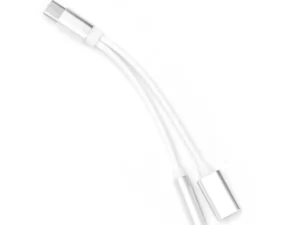 Adapter AUX 2in1 Type C (male) to Type C (female) / Jack 3,5 mm (female) white