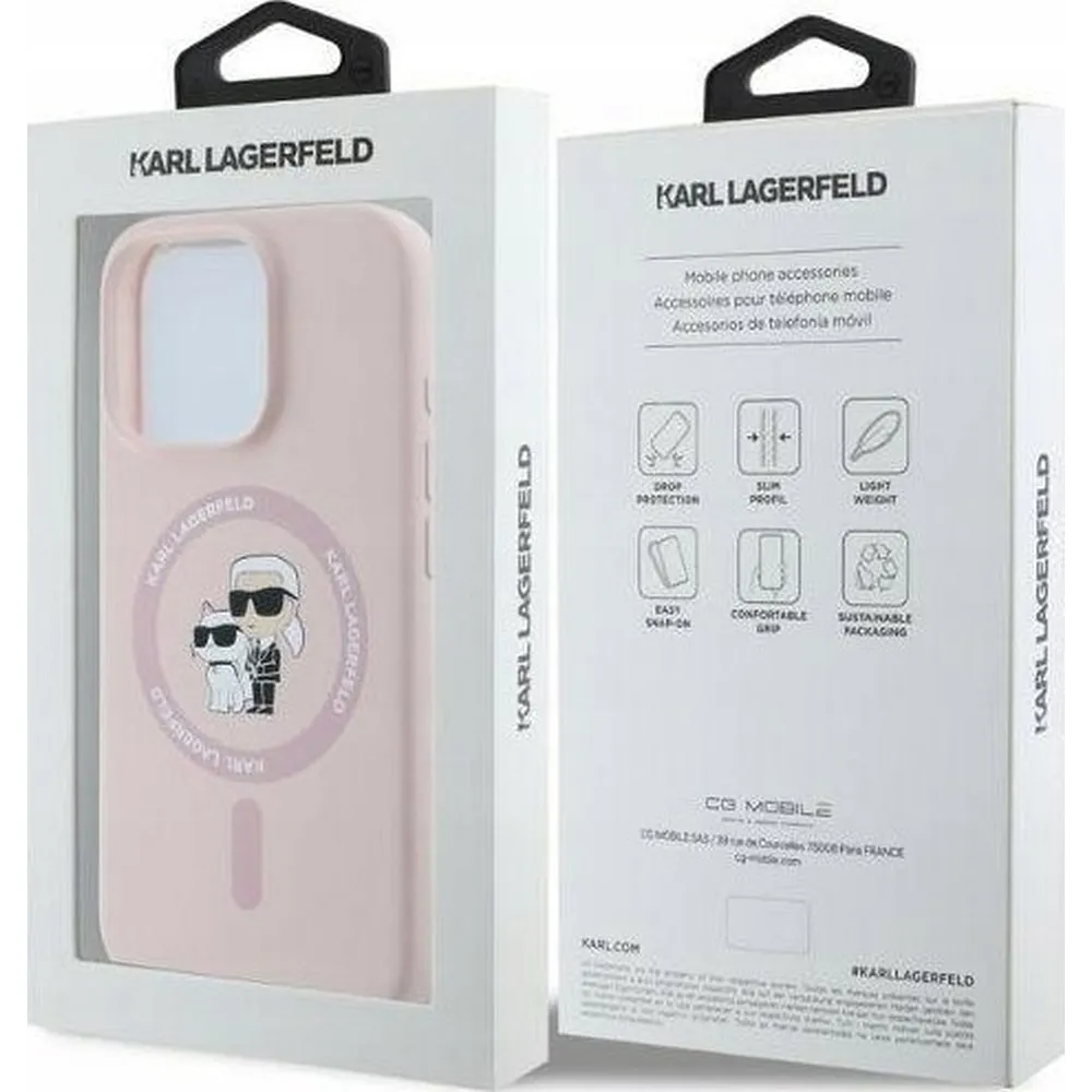 KARL LAGERFELD case for IPHONE 16 Plus compatible with MagSafe KLHMP16MSCMKCRHP (Silicone KC Body Ring) pink - Image 5