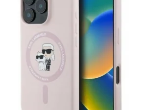 KARL LAGERFELD case for IPHONE 16 Plus compatible with MagSafe KLHMP16MSCMKCRHP (Silicone KC Body Ring) pink
