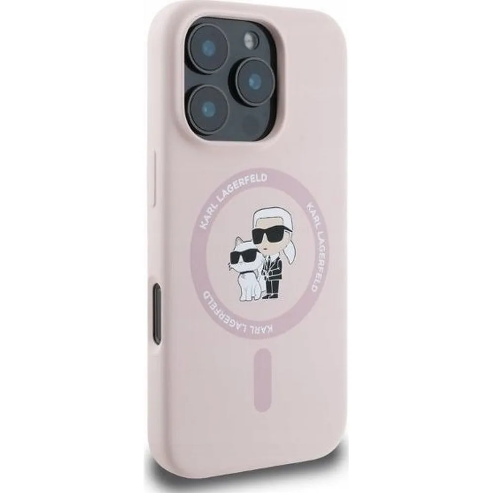 KARL LAGERFELD case for IPHONE 16 Plus compatible with MagSafe KLHMP16MSCMKCRHP (Silicone KC Body Ring) pink - Image 2