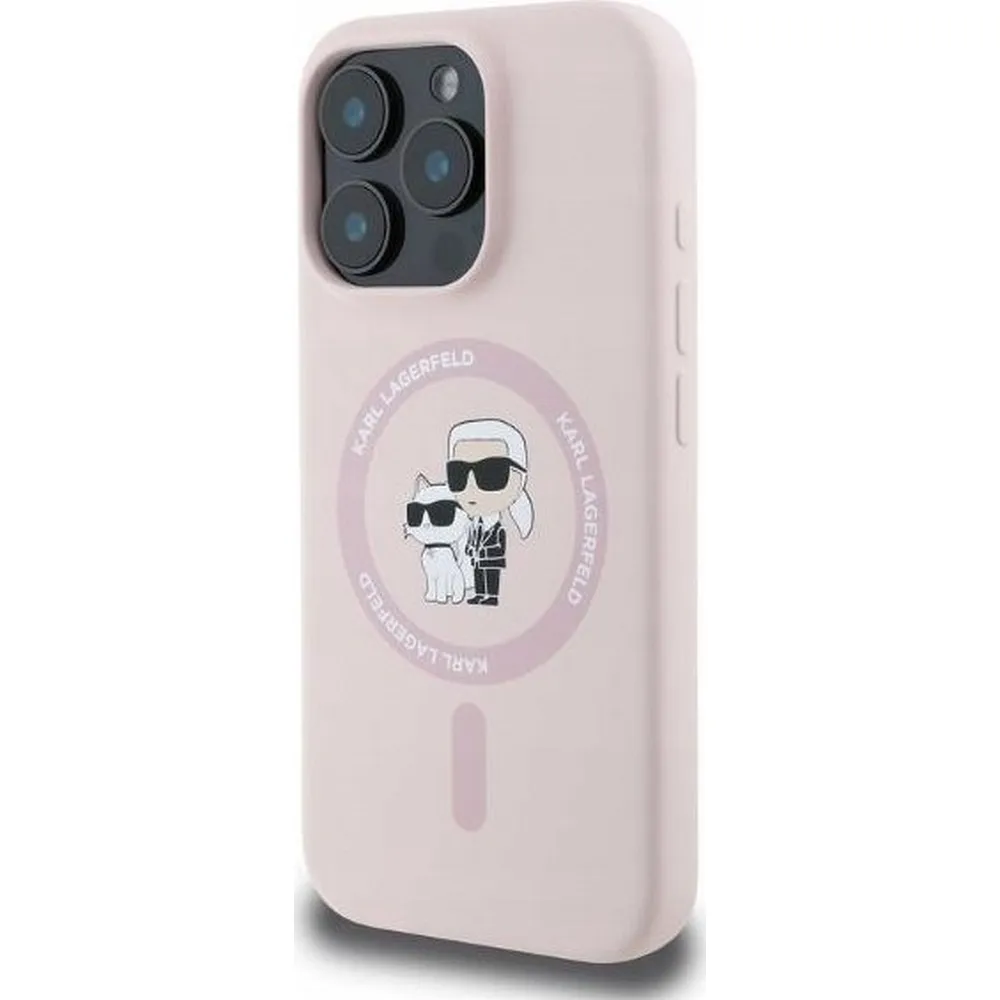 KARL LAGERFELD case for IPHONE 16 Plus compatible with MagSafe KLHMP16MSCMKCRHP (Silicone KC Body Ring) pink - Image 3