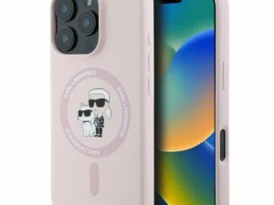 KARL LAGERFELD case for IPHONE 16 Pro compatible with MagSafe KLHMP16XSCMKCRHP (Silicone KC Body Ring) pink