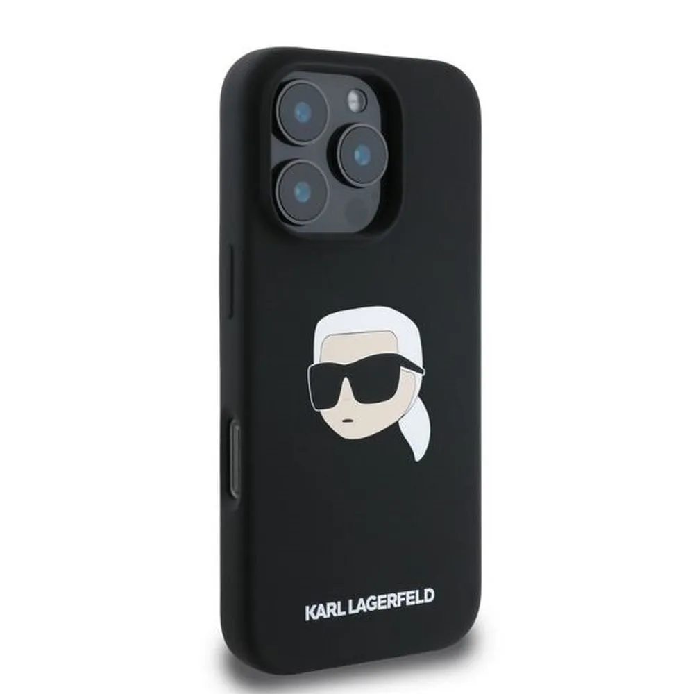 KARL LAGERFELD case for IPHONE 16 Pro compatible with MagSafe KLHMP16LSKHPPLK (Sil KL Head Print) black - Image 2
