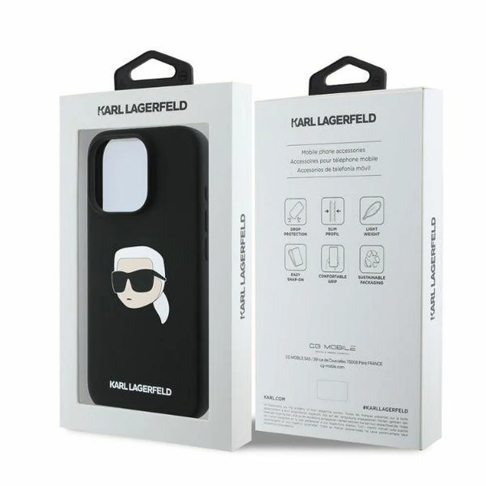 KARL LAGERFELD case for IPHONE 16 Pro compatible with MagSafe KLHMP16LSKHPPLK (Sil KL Head Print) black - Image 4