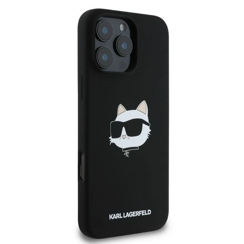 KARL LAGERFELD case for IPHONE 16 Pro Max compatible with MagSafe KLHMP16XSCHPPLK (Sil Choupette Head Print) black - Image 2