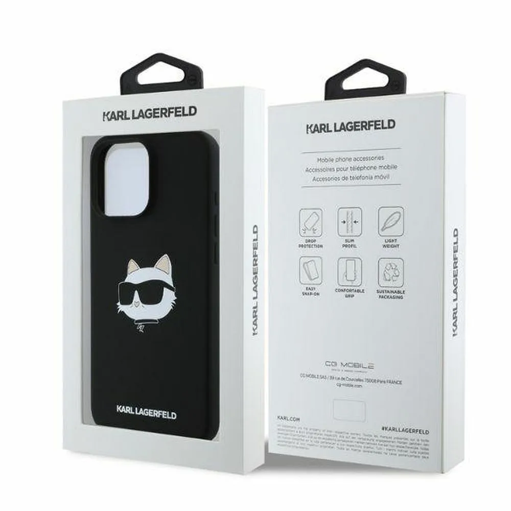 KARL LAGERFELD case for IPHONE 16 Pro Max compatible with MagSafe KLHMP16XSCHPPLK (Sil Choupette Head Print) black - Image 5
