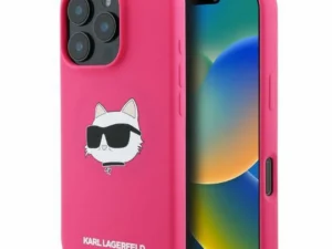 KARL LAGERFELD case for IPHONE 16 Pro Max compatible with MagSafe KLHMP16XSCHPPLF (Sil Choupette Head Print) fuschia