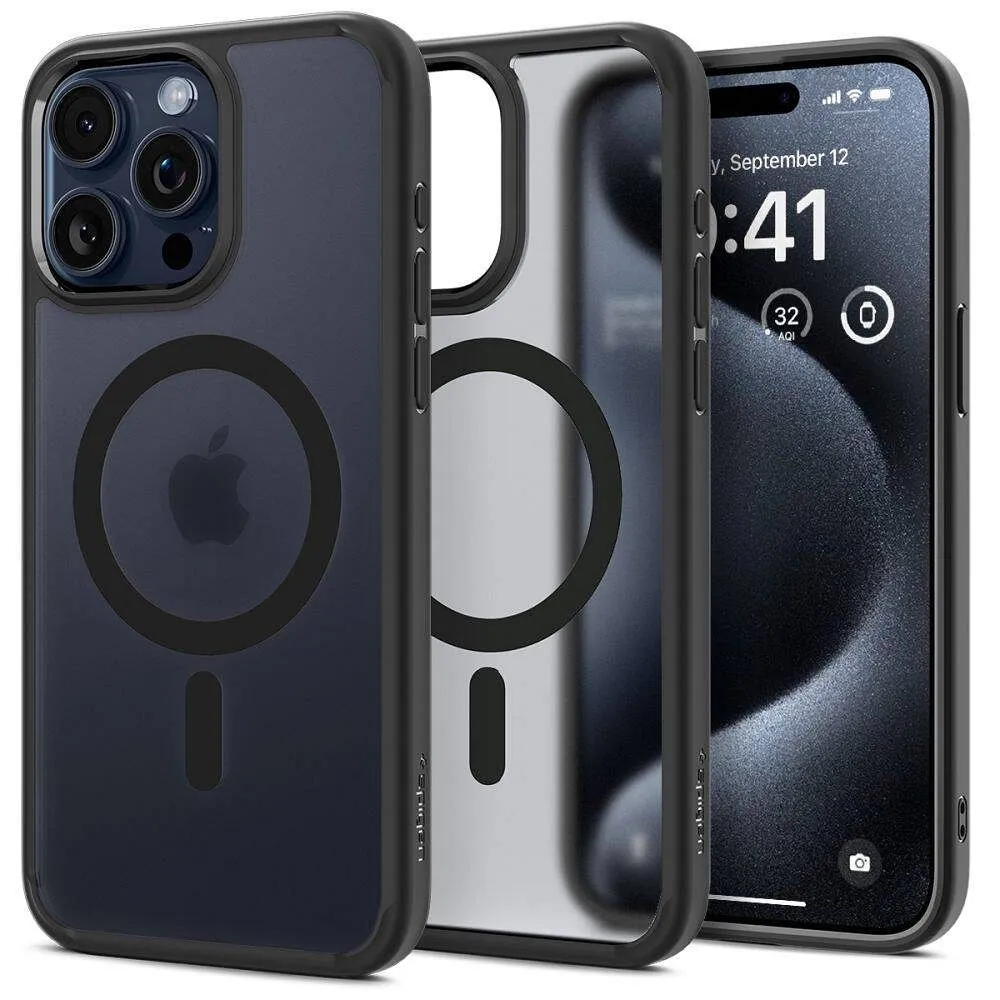 Case SPIGEN Ultra Hybrid Mag compatible with MagSafe for IPHONE 16 Pro frost black - Image 16