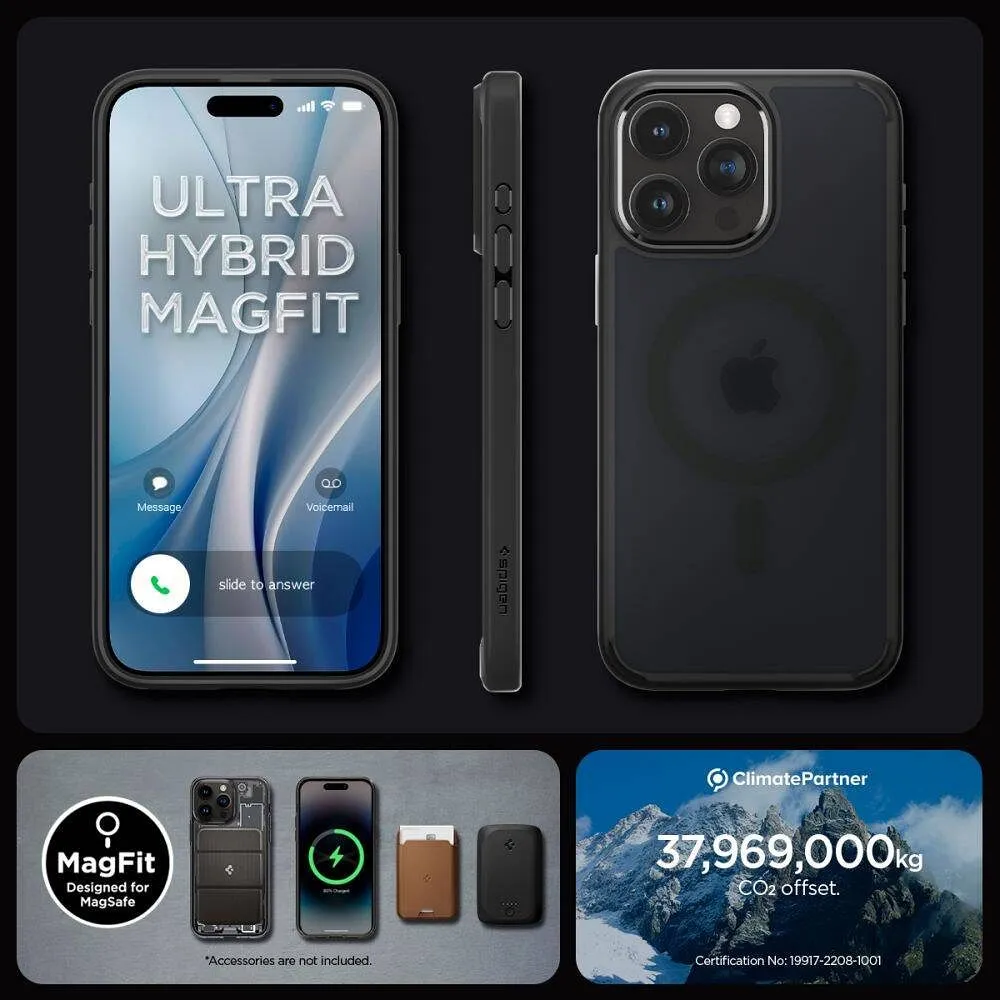 Case SPIGEN Ultra Hybrid Mag compatible with MagSafe for IPHONE 16 Pro frost black - Image 17