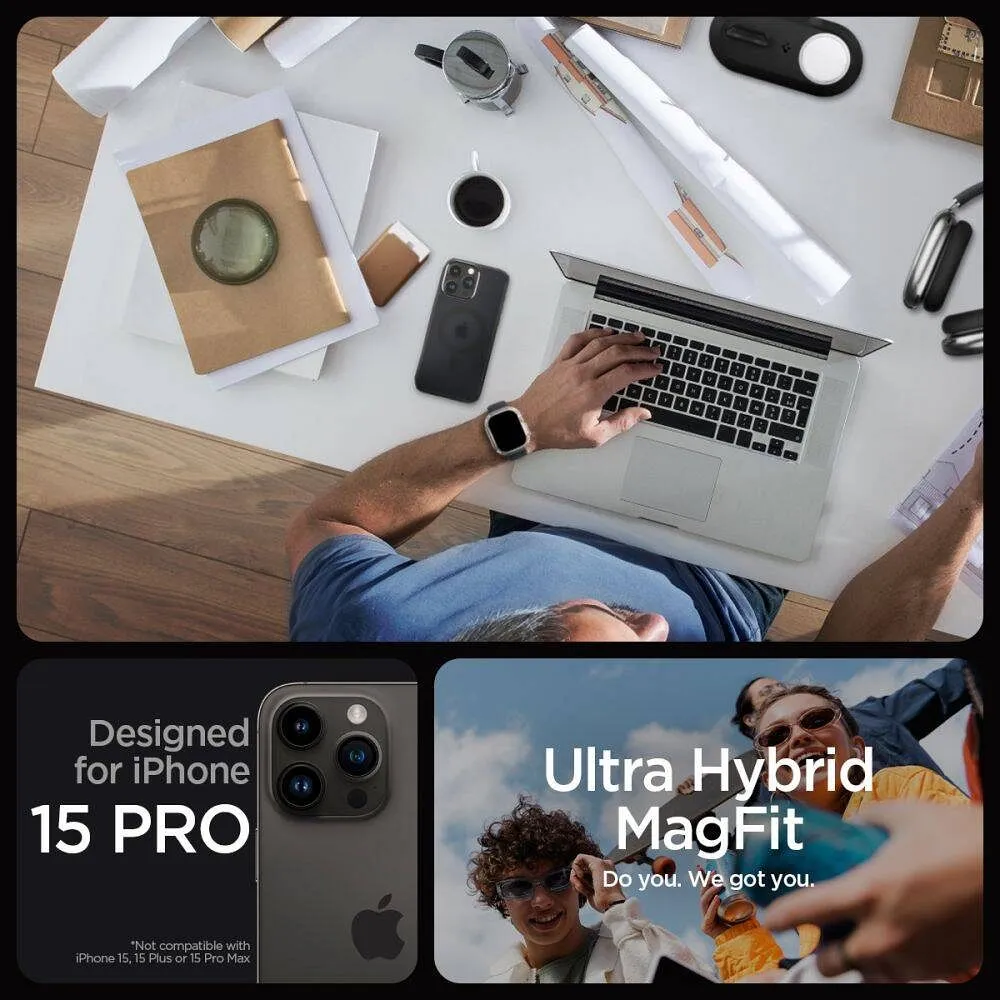 Case SPIGEN Ultra Hybrid Mag compatible with MagSafe for IPHONE 16 Pro frost black - Image 23