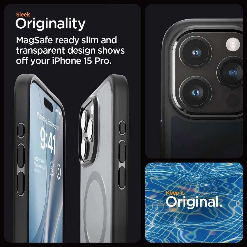 Case SPIGEN Ultra Hybrid Mag compatible with MagSafe for IPHONE 16 Pro frost black - Image 13