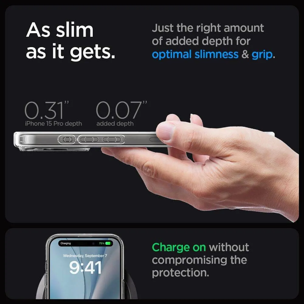 Case SPIGEN Ultra Hybrid Mag compatible with MagSafe for IPHONE 16 Pro frost black - Image 18