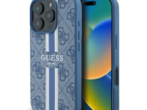 Guess 4G Printed Stripes iPhone 16 Pro MagSafe kemény hátlap tok, kék GUHMP16LP4RPSB