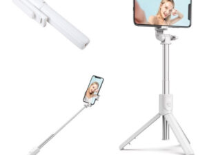 Prémium selfie bot, 19 - 70 cm, forgatható, exponáló gombbal, bluetooth-os, v4.0, tripod, R1, fehér