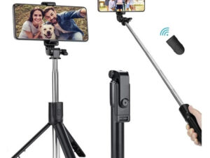 Prémium selfie bot, 19 - 70 cm, forgatható, exponáló gombbal, bluetooth-os, v4.0, tripod, R1, fekete