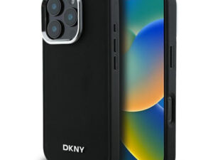 DKNY Plain Silver Logo iPhone 16 Pro Max MagSafe hátlap tok, fekete DKHMP16XPSCMCLK