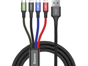 Baseus Fast 4in1 USB-C - 2xLightning - Micro USB adatkábel, 3,5A, 1,2m, fekete