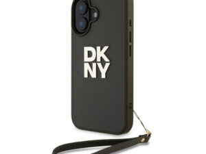 DKNY PU Leather Stack Logo iPhone 16 tok csuklópánttal, zöld