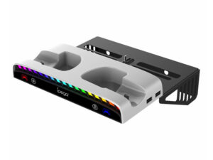 iPega PG-P5S011 Playstation 5 Slim multifunkciós RGB fali tartó állvány, fehér