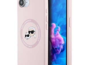 Karl Lagerfeld Liquid Silicone K&CH Heads Apple iPhone 17e / iPhone 16e MagSafe tok, rózsaszín