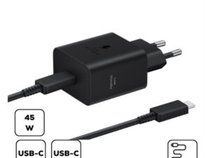 Samsung hálózati adapter USB-C + USB-C kábellel, PD, 45W, Fekete EP-T4511XBEGEU Csomagolássérült