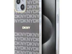 DKNY PU Leather Repeat Pattern Tonal Stripe iPhone 13 tok, bézs