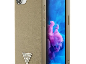 Guess Grained Triangle Apple iPhone 17e / iPhone 16e MagSafe tok, világosbarna
