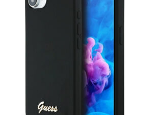 Guess Silicone Script Metal Logo Apple iPhone 17e / iPhone 16e MagSafe szilikon tok, fekete