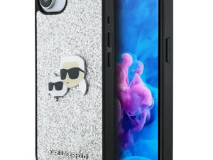 Karl Lagerfeld Fixed Glitter Ikonik Metal Pin Apple iPhone 17e / iPhone 16e hátlap tok, ezüst