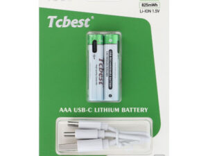 TCBEST újratölthető R3 (AAA) elem 220 mAh, USB-C csatlakozóval és töltőkábellel (2db)