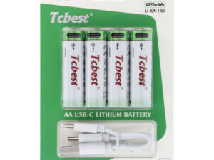 TCBEST újratölthető R6 (AA) elem 1100 mAh, USB-C csatlakozóval és töltőkábellel (4db)