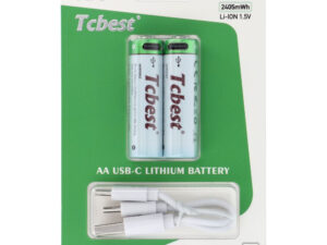 TCBEST újratölthető R6 (AA) elem 650 mAh, USB-C csatlakozóval és töltőkábellel (2db)
