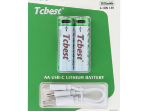 TCBEST újratölthető R6 (AA) elem 950 mAh, USB-C csatlakozóval és töltőkábellel (2db)