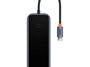Baseus AcmeJoy 5 az 1-ben hub, USB-C - 2xUSB-A 3.0, USB-A 2.0, USB-C PD, RJ45, sötétszürke