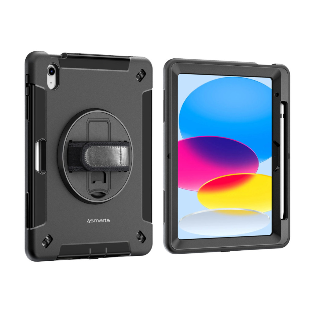 4smarts Rugged Apple iPad 10.9 2022 / iPad 11 2025 közepesen ütésálló tok kitámasztóval, fekete