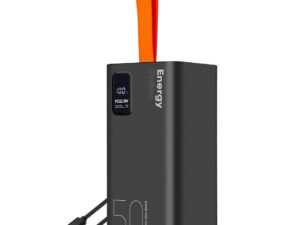 OBAL:ME EnergyPulse powerbank / külső akkumulátor kábellel, digitális kijelzővel, 50000mAh, 22,5W, fekete