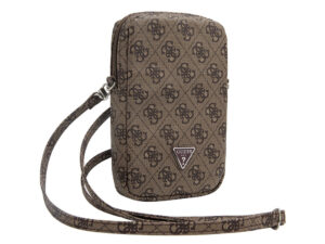 Guess PU 4G Triangle Logo Wallet telefon tartó kis táska, barna