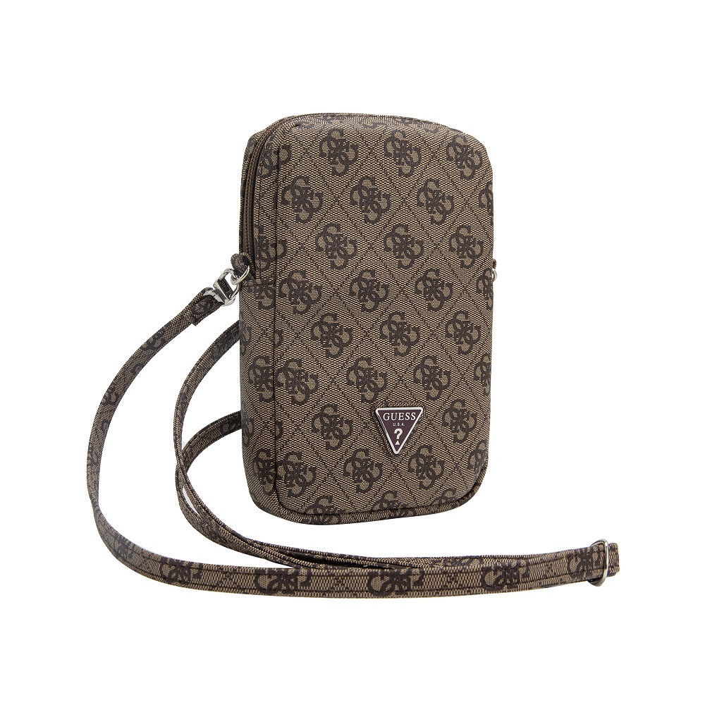 Guess PU 4G Triangle Logo Wallet telefon tartó kis táska, barna