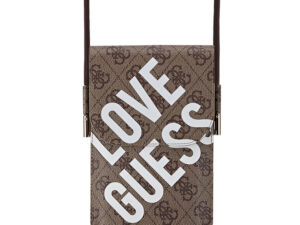 Guess PU 4G Big Love Logo telefontartó kis táska, barna
