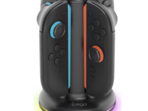 iPega SW2052 Nintendo Switch 2 JoyCon töltő állvány RGB világítással, fekete