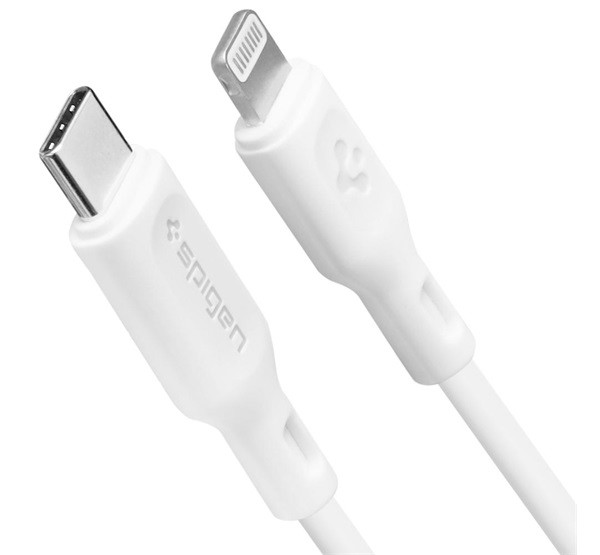 Spigen Essential C10CL USB-C / Lightning töltő- és adatkábel, fehér, MFI, 1m