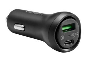 Spigen Essential F31QC Quick Charge 3.0 autós szivargyújtó töltő adapter, USB-A + USB-C, 27W, fekete